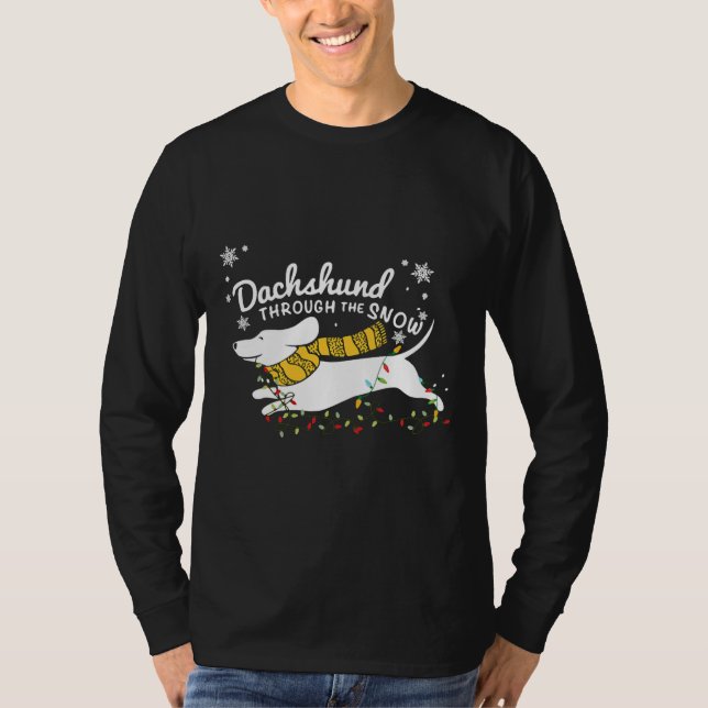 Camiseta Dachshund Fairy Lights Through The Snow (Frente)