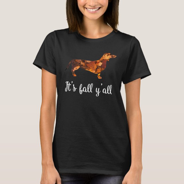 Camiseta Dachshund Fall Yall Cute Womens (Frente)
