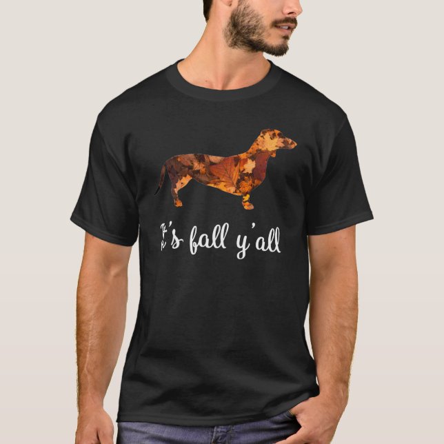 Camiseta Dachshund Fall Yall Cute Womens (Frente)