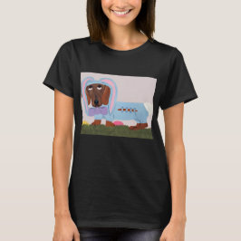 Camiseta Dachshund fantasiado de coelho