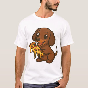 Camiseta Dachshund fofo desenho animado amante de pizza cac