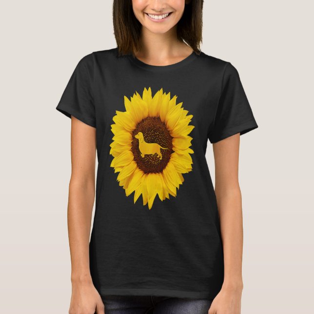 Camiseta Dachshund  For Women Men Sausage Dog Sunflower (Frente)