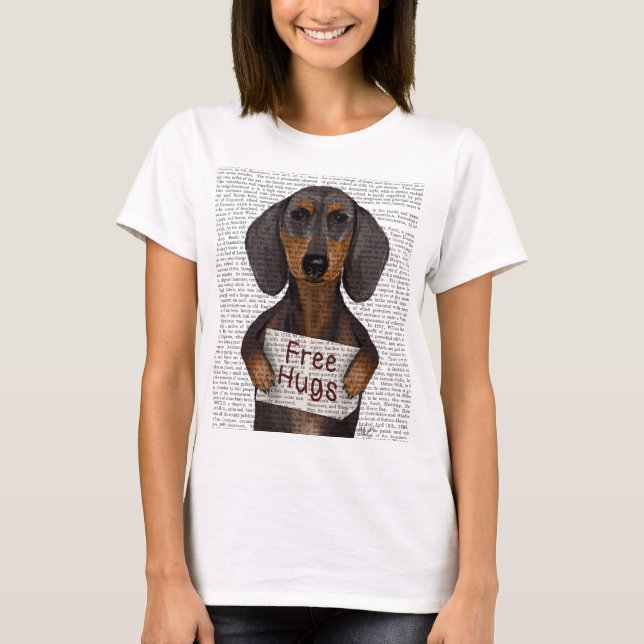 Camiseta Dachshund Free Hugs (Frente)