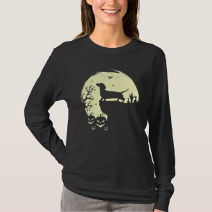 Camiseta Dachshund Full Moon Wiener Cachorro Assustado Dox 