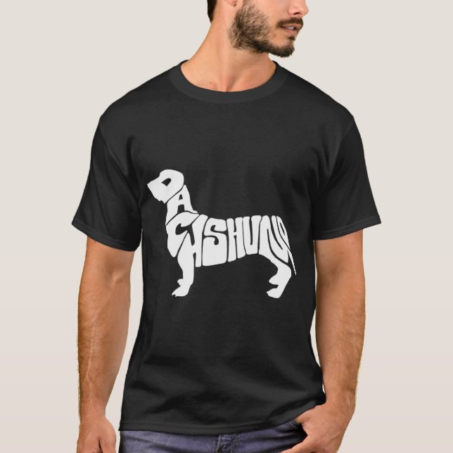 Camiseta Dachshund Funny Text Dog Tygraphy T Shirt  (Frente)
