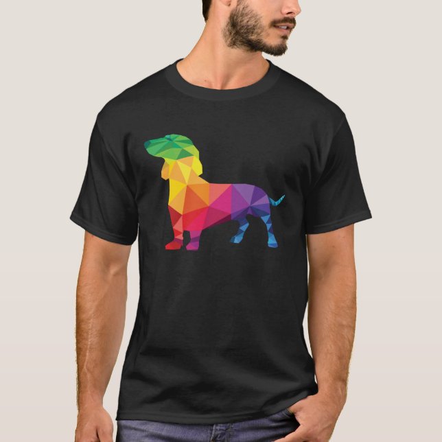 Camiseta Dachshund Gay Pride LGBT LGBTQ Rainbow Flag Dog (Frente)