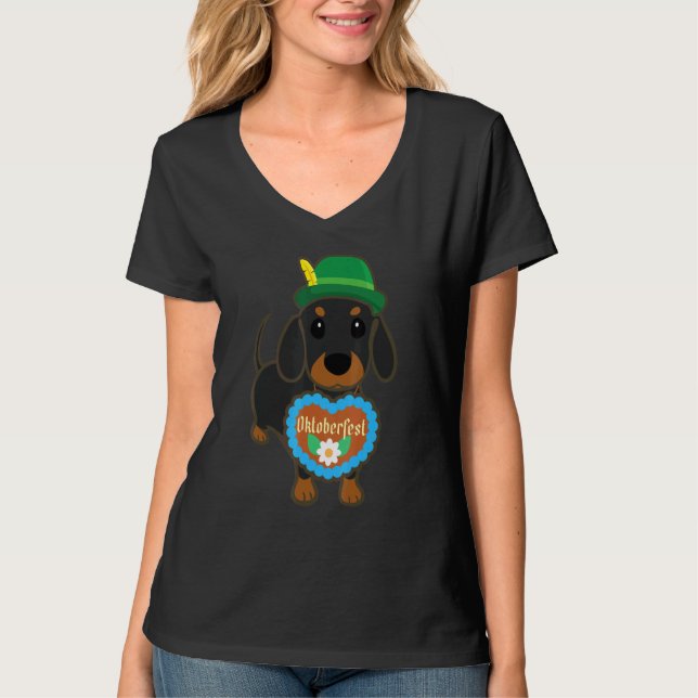 Camiseta Dachshund Gingerpão Coração Alemão Oktoberfest (Frente)