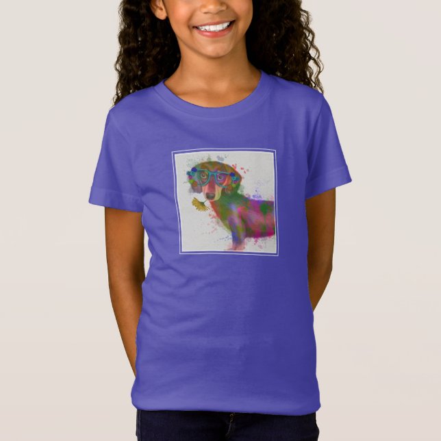 Camiseta Dachshund & Glass Rainbow Splash (Frente)