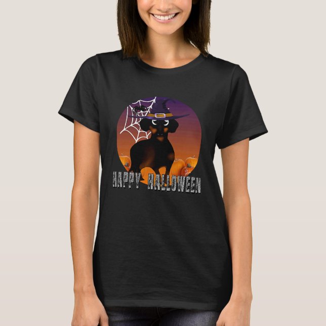 Camiseta Dachshund halloween costume  witch dachshund hallo (Frente)