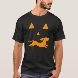 Camiseta Dachshund Halloween Spooky Face Dog Clássico