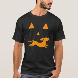 Camiseta Dachshund Halloween Spooky Face Dog Clássico