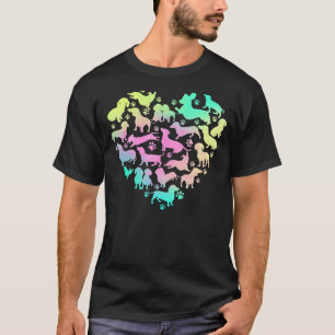 Camiseta Dachshund Heart Colorful Doxie Sausage Dogs Valent