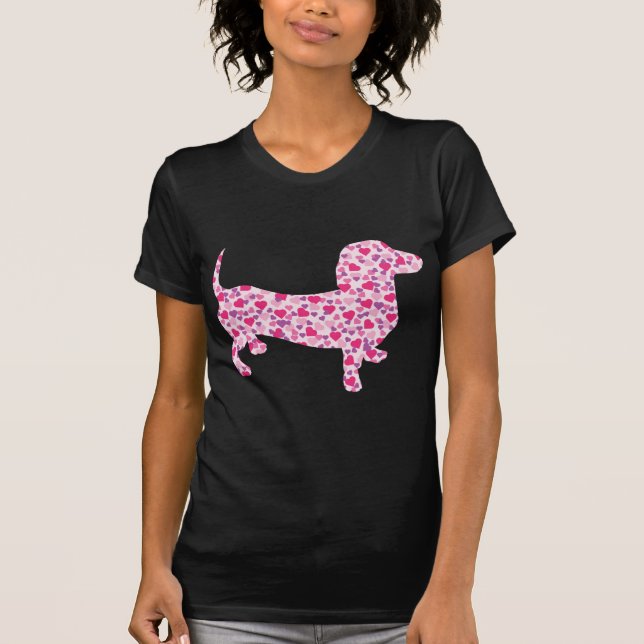 Camiseta Dachshund Hearts (Frente)