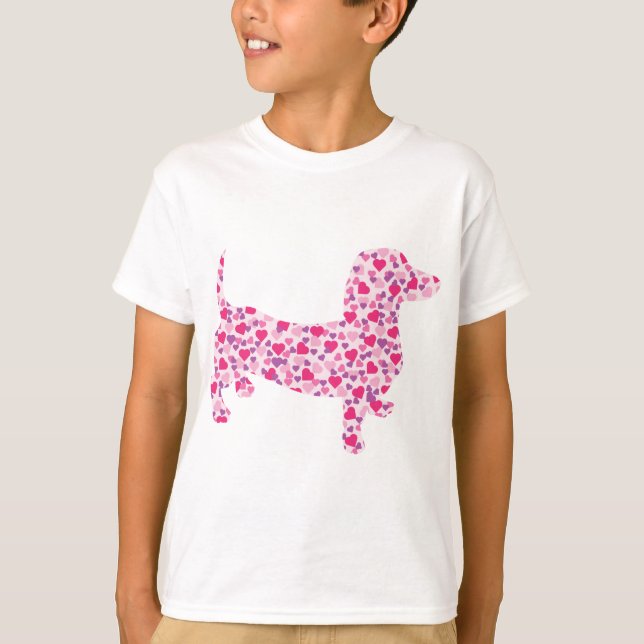 Camiseta Dachshund Hearts (Frente)