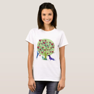 Camiseta Dachshund Hearts Garden Art Shirt