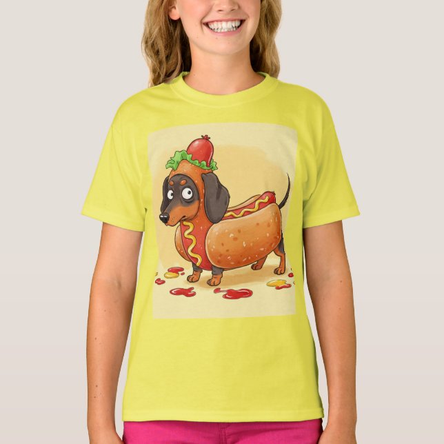 Camiseta Dachshund-Hot Dog, de Natasha Us (Frente)