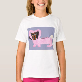 Camiseta Dachshund In Fuzzy Pink Bunny Suit