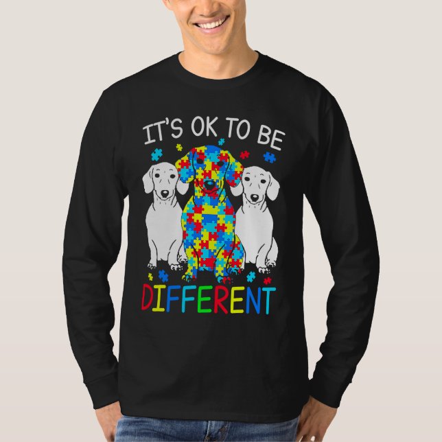 Camiseta Dachshund It's Ok To Be Different Autism Awareness (Frente)