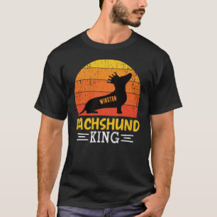 Camiseta Dachshund King - Vintage Sunset Crowned Doxie