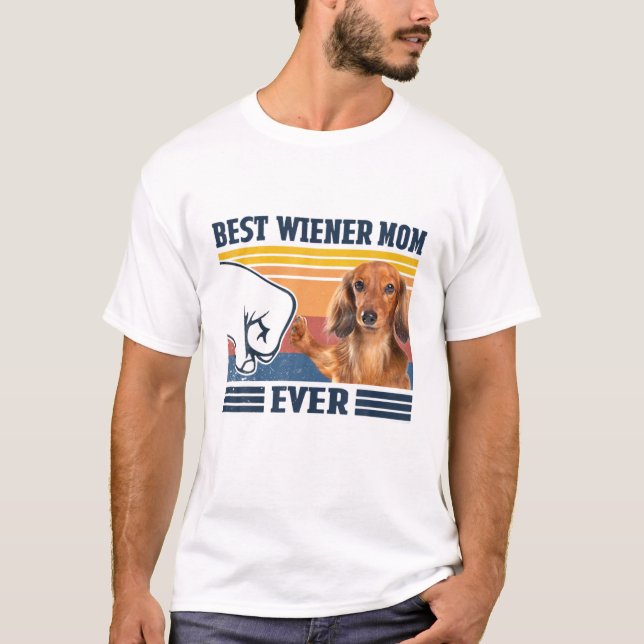 Camiseta Dachshund Longhair Best Wiener Mom Ever Funny Dog (Frente)