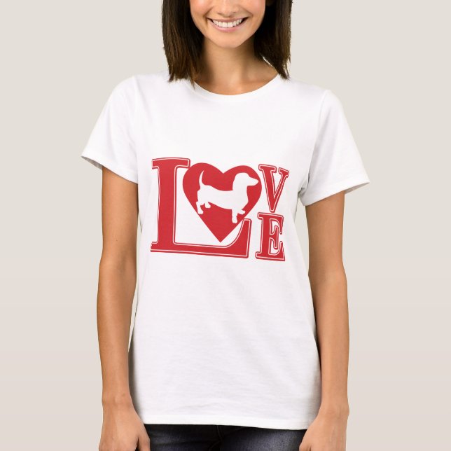 Camiseta Dachshund Love Heart (Frente)