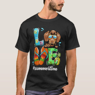 Camiseta Dachshund Love Summer Time Dog Engraçado No Verão