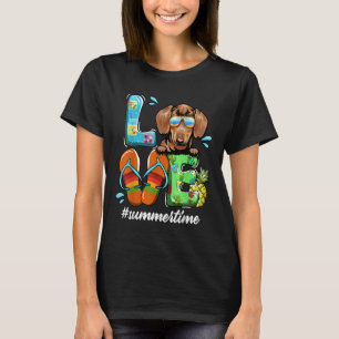 Camiseta Dachshund Love Summer Time Dog Engraçado No Verão