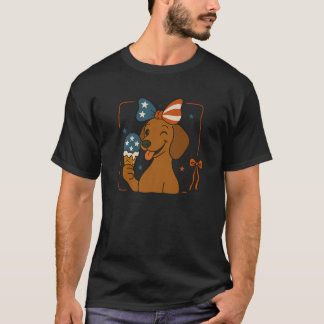 Camiseta Dachshund Mãe American Flag Coquette 4 De Julho p