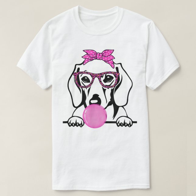 Camiseta Dachshund Mãe com óculos de bandana de pastilha el (Frente do Design)