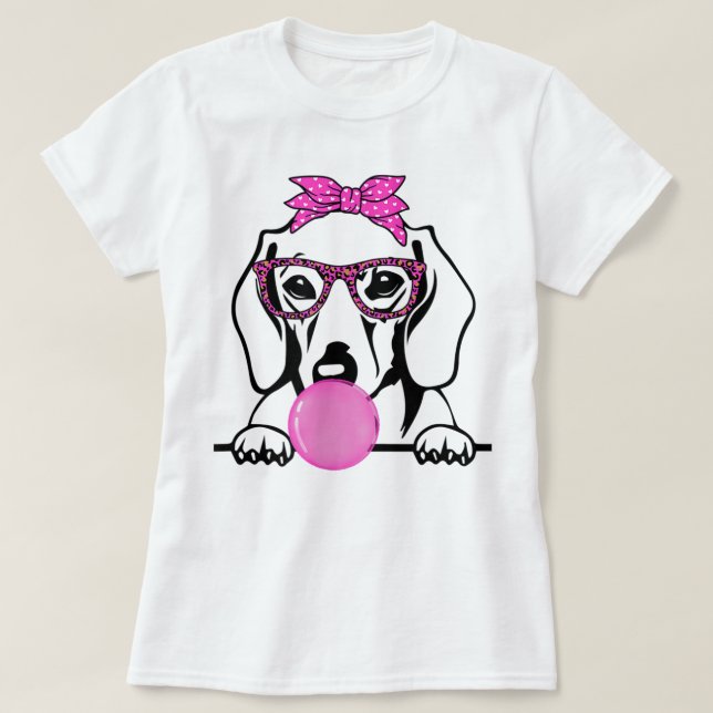 Camiseta Dachshund Mãe com óculos de bandana de pastilha el (Frente do Design)