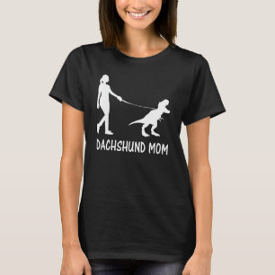 Camiseta Dachshund Mãe Doxie Mama Cachorro Dinossauro Mulhe