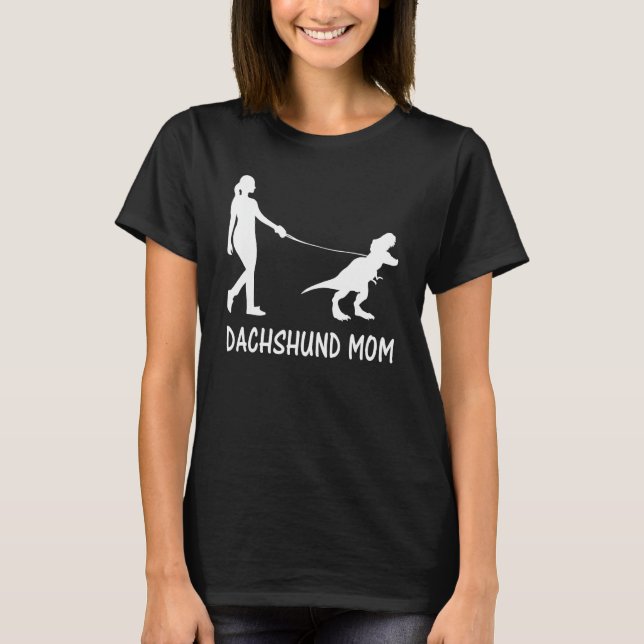 Camiseta Dachshund Mãe Doxie Mama Cachorro Dinossauro Mulhe (Frente)