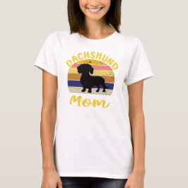 Camiseta Dachshund Mãe Vintage Sunset: Cabelo Suave