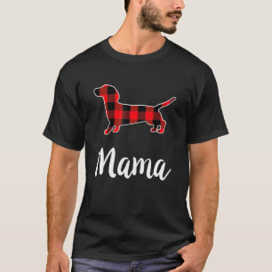 Camiseta Dachshund Mama Mulher Vermelha Xadrez de Buffalo D