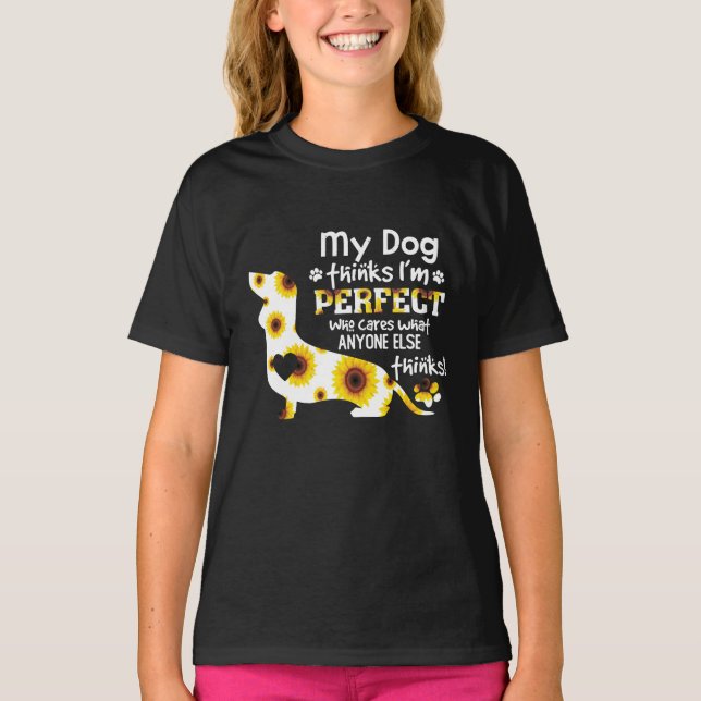 Camiseta Dachshund Meu Cachorro acha que sou muito engraçad (Frente)