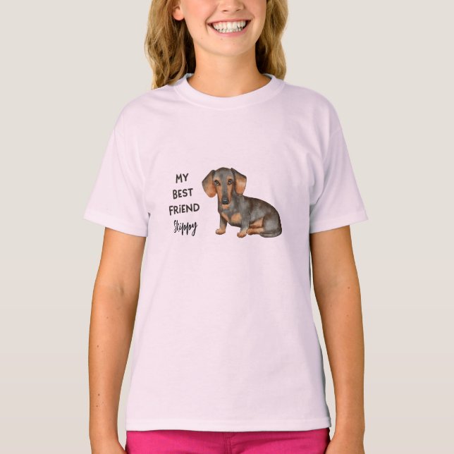 Camiseta Dachshund Meu Melhor Amigo Nome Personalizado De P (Frente)