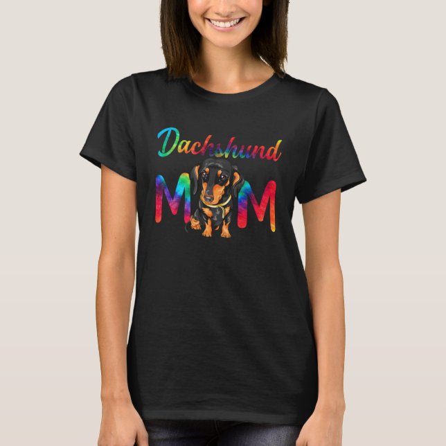 Camiseta Dachshund Mom Tie Dye Dog Mom Mothers Day (Frente)