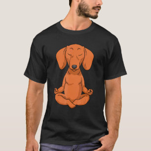 Camiseta Dachshund Mulheres Cachorro Salsicha Yoga Medit