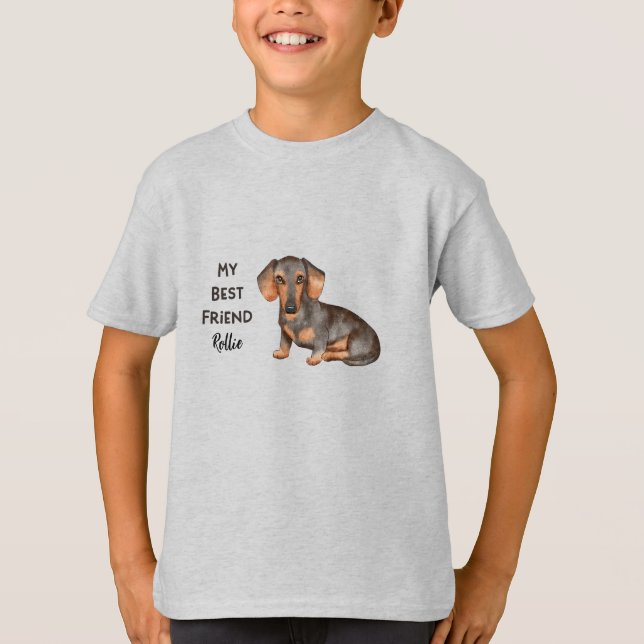 Camiseta Dachshund My Best Friend Custom Pet Name T-Shirt (Frente)