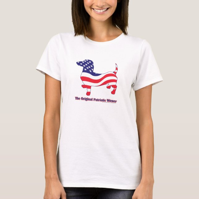 Camiseta Dachshund na bandeira americana (Frente)