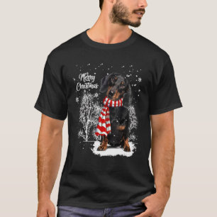 Camiseta Dachshund No Inverno De Natal Da Neve