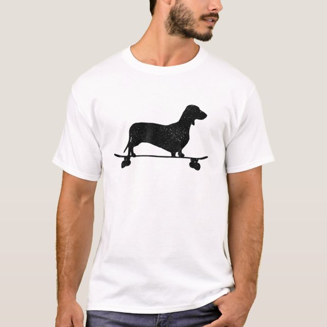 Camiseta Dachshund No Skateboard Funny Wiener Dog Doxie Ska (Frente)