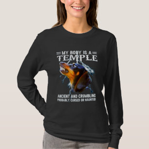 Camiseta Dachshund O Meu Corpo É Um Antigo Templo E Crumbli