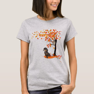 Camiseta Dachshund Owl E Fall Tree Dachshund Lover Outono