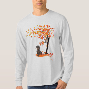 Camiseta Dachshund Owl E Fall Tree Dachshund Lover Outono