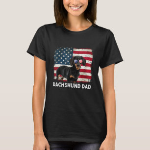 Camiseta Dachshund Pai American Flag Em 4 De Julho