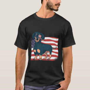 Camiseta Dachshund Pai Amp Mãe Bandeira Americana A Partir