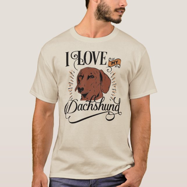 Camiseta Dachshund Pai: Eu adoro o meu Dachshund Light Men (Frente)