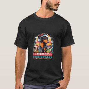 Camiseta Dachshund Papai Noel Café Mug Feliz Natal D