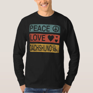 Camiseta Dachshund Peace Love Wiener Retro Dog Onwer Doxie
